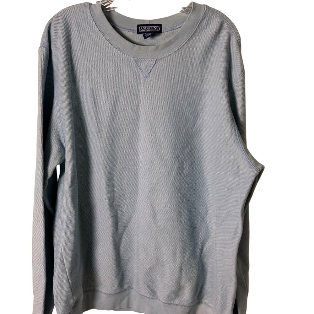 Lands End Large Mens Light Blue Casual Crewneck Sweatshirt